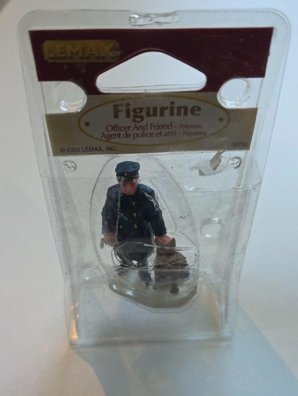 Vintage Lemax Figures - Officer With Dog And Skier With Dog - Winter Village